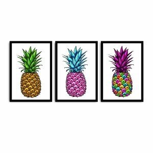 Sada obrazů Pineapple 3 ks 35x50 cm bílá