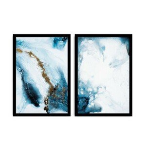 Súprava nástenných obrazov Mramory 36x51 cm 2 ks modrá