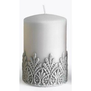 Malá ozdobná svíčka Koronki 10 cm šedá