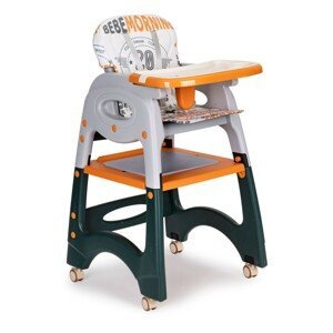 Detská jedálenská stolička Ecotoys 2v1 šedivo-oranžová