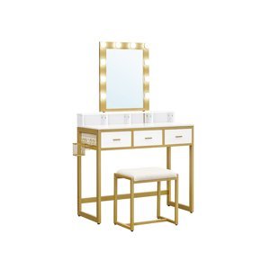 Toaletní stolek Marilyn zlatý/bílý