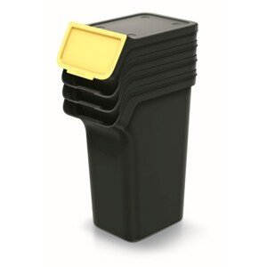 Sada 4 odpadkových košů STACKBOXER Q 4 x 25 L černá