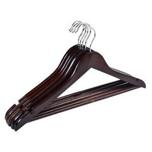 Drevený vešiak s tyčou na nohavice RONDO 5 kusov - tmavohnedý
