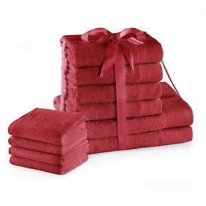 Súprava bavlnených uterákov AmeliaHome AMARI 2+4+4 ks tmavočervená