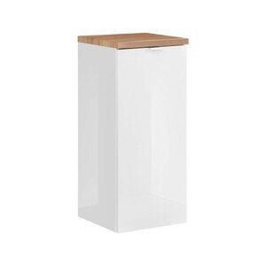 Kúpeľňová skrinka s košom na bielizeň Capri 811 1D biely lesk/dub kraft zlatý