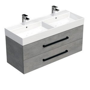 Kúpeľňová skrinka s čiernou úchytkou a umývadlom SAT Cube Way 120x47,5x46 cm betón mat CUBE46C1202BESAT