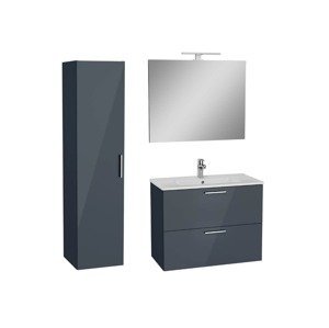 Kúpeľňová zostava s umývadlom vrátane umývadlovej batérie, vtoku a sifónu VitrA Mia antracit KSETMIA80A