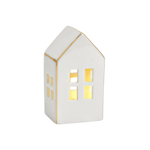 Biely LED porcelánový domček SHINY HOUSE