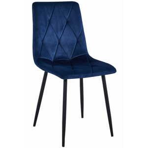 Modrá zamatová jedálenská stolička LIBRA