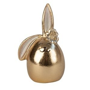 Veľkonočný porcelánový králik s kvetinou DENNY, zlatý