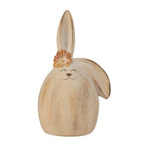 Veľkonočný porcelánový králik s kvetinou DENNY, béžový