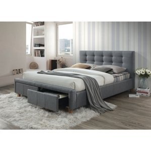 Sivá dvojlôžková posteľ ASCOT 160 x 200 cm