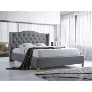 Sivá čalúnená posteľ ASPEN 140 x 200 cm