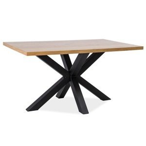 Čierny jedálenský stôl s dubovou doskou CROSS 150x90