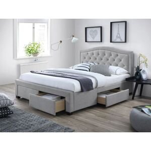 Sivá čalúnená posteľ ELECTRA 140 x 200 cm