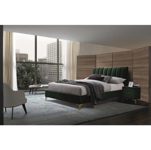Zelená čalúnená posteľ MIRAGE VELVET 160 x 200 cm