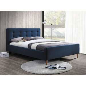 Modrá čalúnená posteľ PINKO 160 x 200 cm