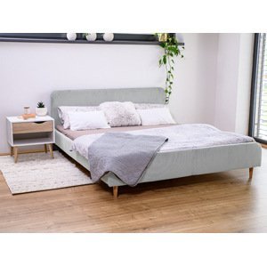 Sivá menčestrová posteľ AMELIA FJORD 160 x 200 cm