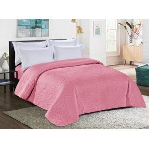Ružový prehoz na posteľ so vzorom LEAVES Rozmer: 170 x 210 cm