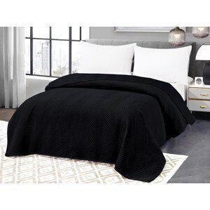 Čierny zamatový prehoz na posteľ so vzorom ARROW VELVET Rozmer: 220 x 240 cm