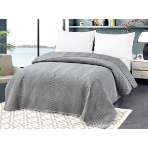 Sivý zamatový prehoz na posteľ so vzorom ARROW VELVET Rozmer: 220 x 240 cm