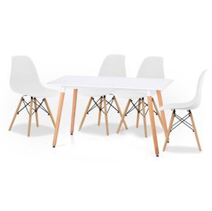 Biely jedálenský set 1+4, stôl BERGEN 140 + stolička YORK OSAKA