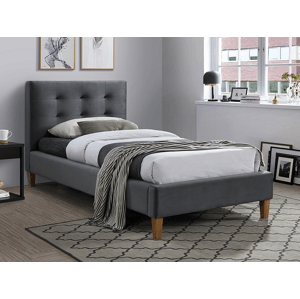 Sivá čalúnená posteľ TEXAS VELVET 90 x 200 cm