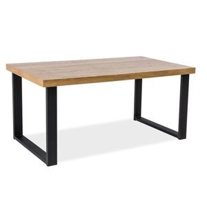 Čierny jedálenský stôl s dubovou doskou UMBERTO 150x90