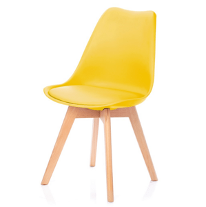 Žltá stolička BALI MARK s bukovými nohami