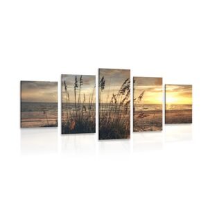 5-dielny obraz západ slnka na pláži
