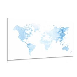 Obraz akvarelová mapa sveta v svetlomodrej farbe