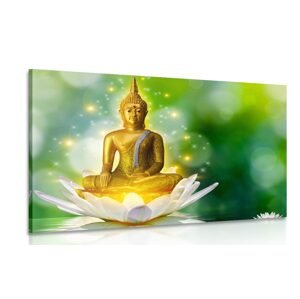 Obraz zlatý Budha na lotosovom kvete