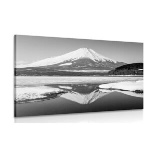 Obraz japonská hora Fuji v čiernobielom prevedení