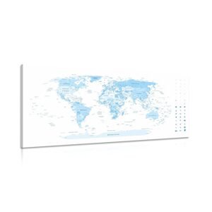 Obraz detailná mapa sveta v modrej farbe