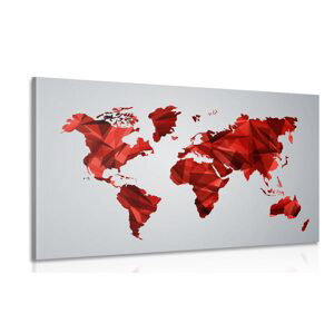 Obraz mapa sveta v dizajne vektorovej grafiky v červenej farbe