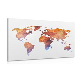 Obraz polygonálna mapa sveta v odtieňoch oranžovej