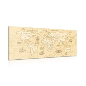 Obraz mapa sveta s loďkami