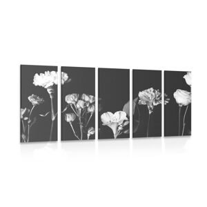 5-dielny obraz elegantné čiernobiele kvety