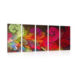 5-dielny obraz abstraktné pastelové listy
