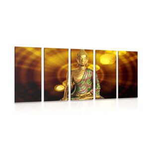 5-dielny obraz socha Budhu s abstraktným pozadím