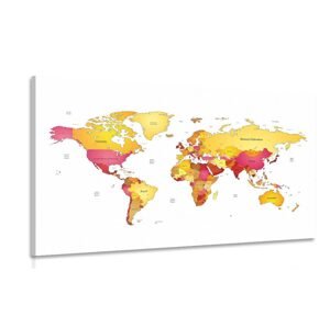 Obraz mapa sveta vo farbách