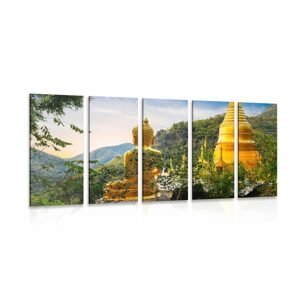 5-dielny obraz pohľad na zlatého Budhu