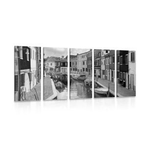 5-dielny obraz čiernobiele domčeky v mestečku