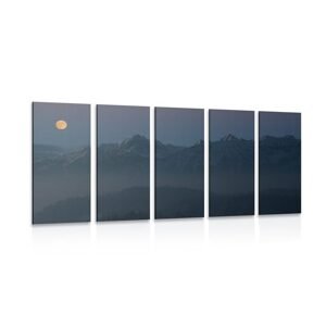 5-dielny obraz spln mesiaca nad horami