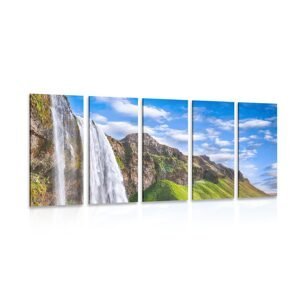 5-dielny obraz krásny vodopád Seljalandsfoss