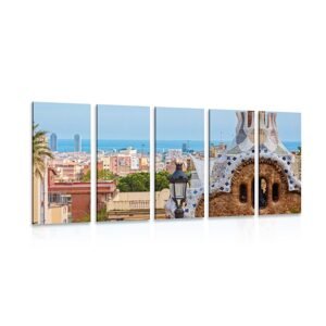 5-dielny obraz výhľad na Park Güell v Barcelone