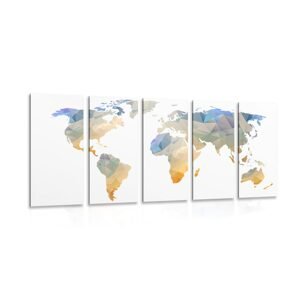 5-dielny obraz polygonálna mapa sveta