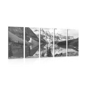 5-dielny obraz nádherná horská krajina v čiernobielom prevedení