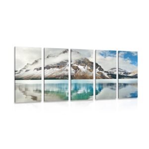 5-dielny obraz jazero poblíž nádhernej hory