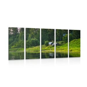 5-dielny obraz rozprávkové domčeky pri rieke